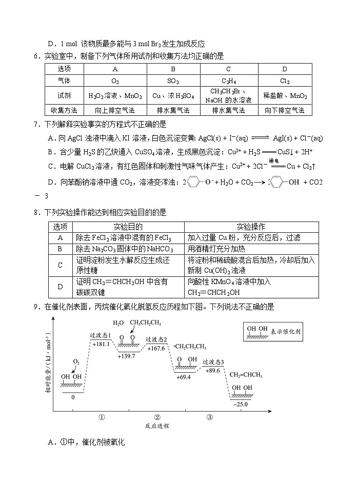 2023-2024学年北京市海淀区高三上学期期末考试化学试题及答案02