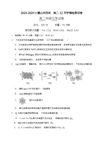 湖南省长沙市麓山国际实验学校2023-2024学年高二上学期12月学情检测化学试题Word版含答案