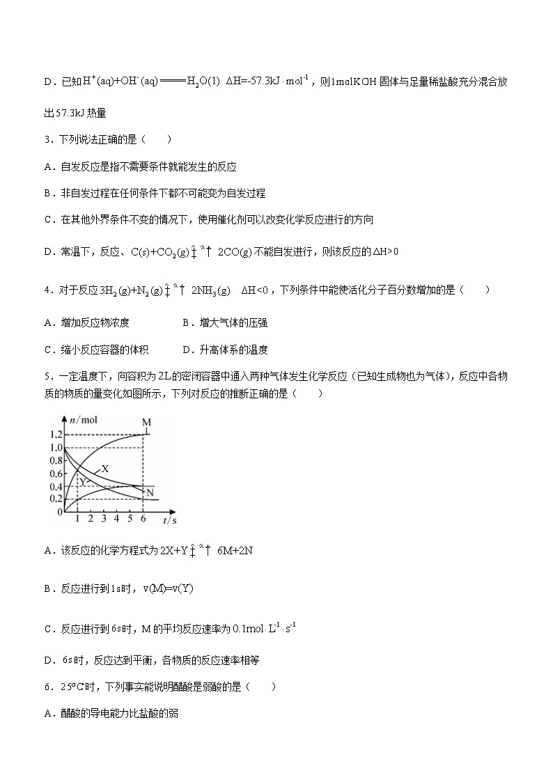 安徽省阜阳市城郊中学2023-2024学年高二上学期11月月考化学试题含答案02