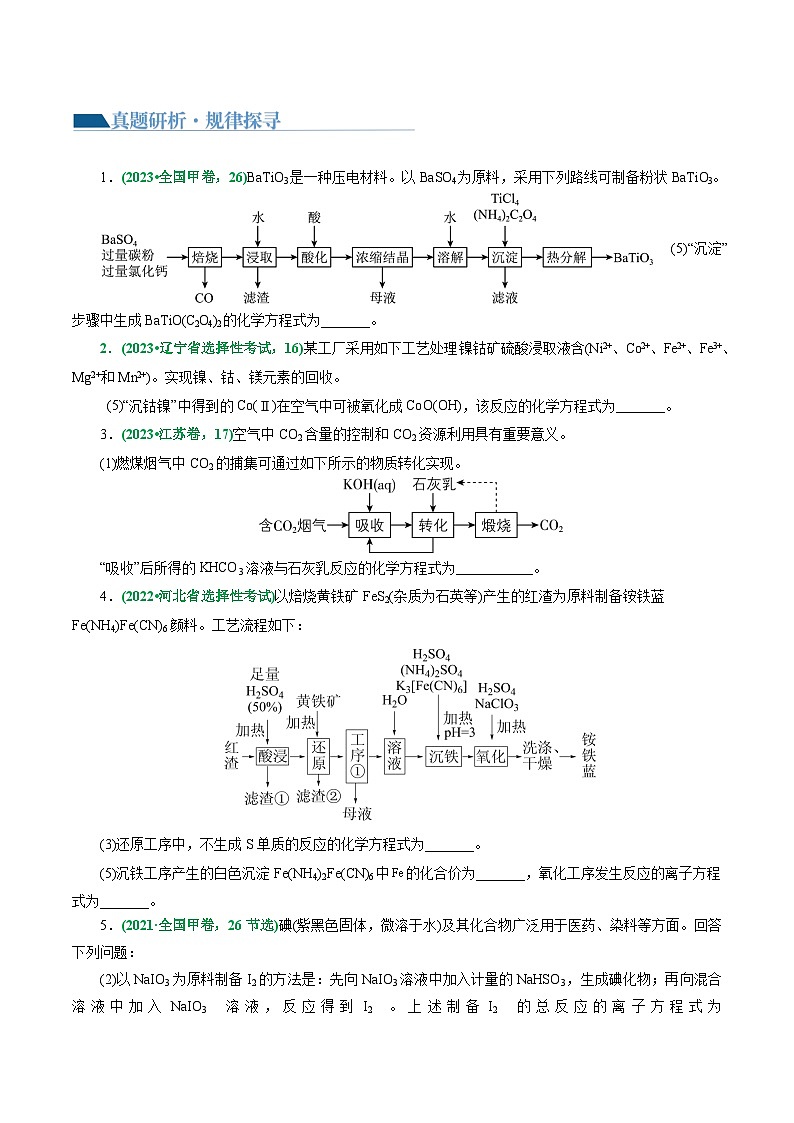 重难点突破++“陌生情景下”方程式的书写-2024年高考化学二轮复习讲练测（新教材新高考）02