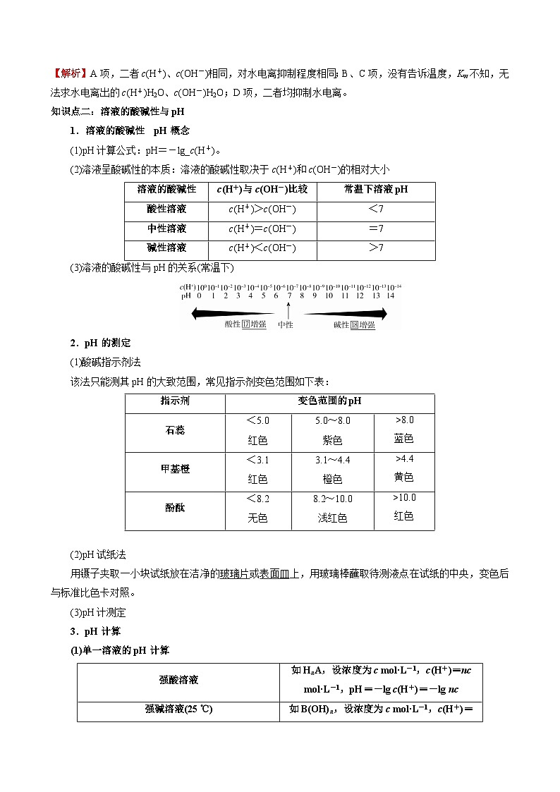 3.2 水的电离和溶液的pH（第1课时 水的电离 溶液的酸碱性与pH）（原卷版）-高二化学同步素养目标精品讲义（人教版选择性必修1）第3页
