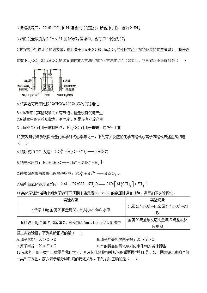 湖南省岳阳市2023-2024学年高一上学期1月高中教学质量监测（期末考试）化学试题（含答案）03