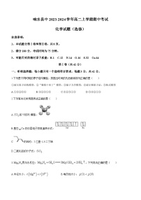 江苏省盐城市响水中学2023-2024学年高二上学期期中考试化学（选修）试题含答案