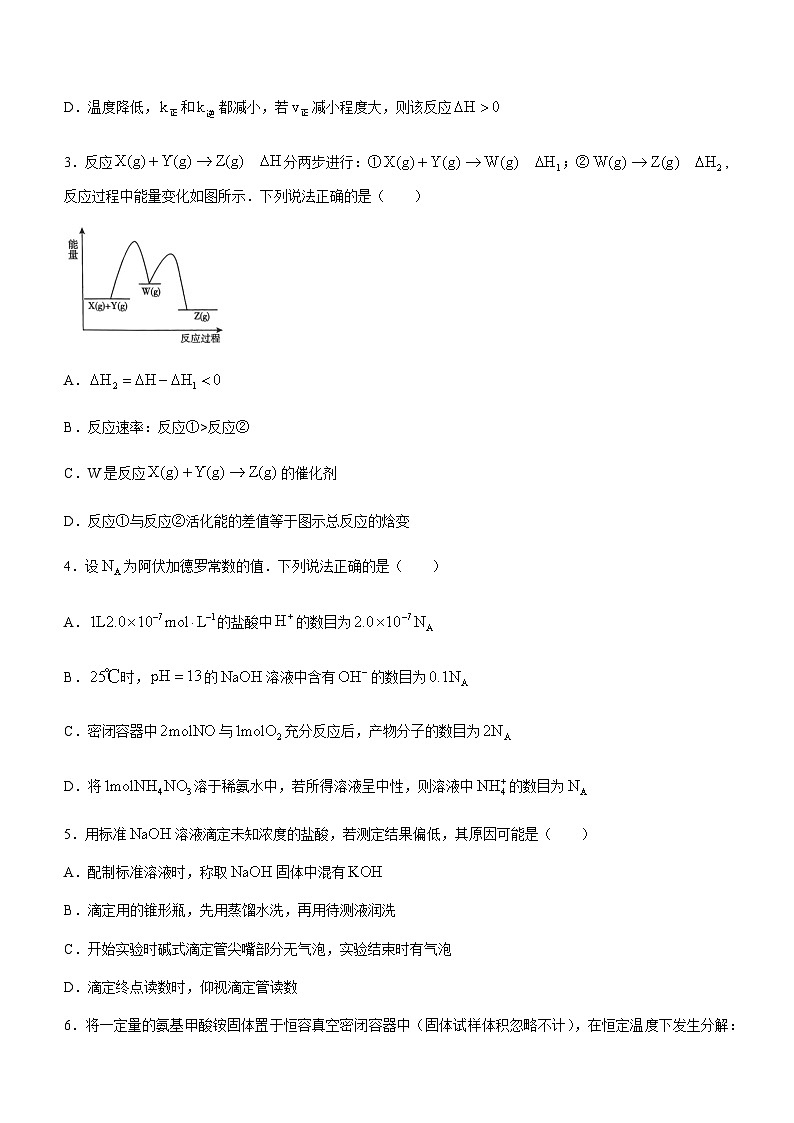 山东省临沂市沂水县2023-2024学年高二上学期11月期中学业水平质量检测化学试题含答案第2页