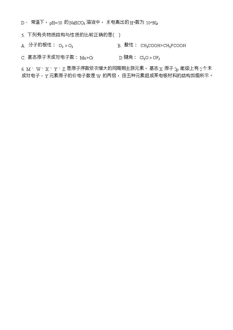 山东省新泰市第一中学（东校）2023-2024学年高三上学期第二次质量检测化学试题含答案第2页