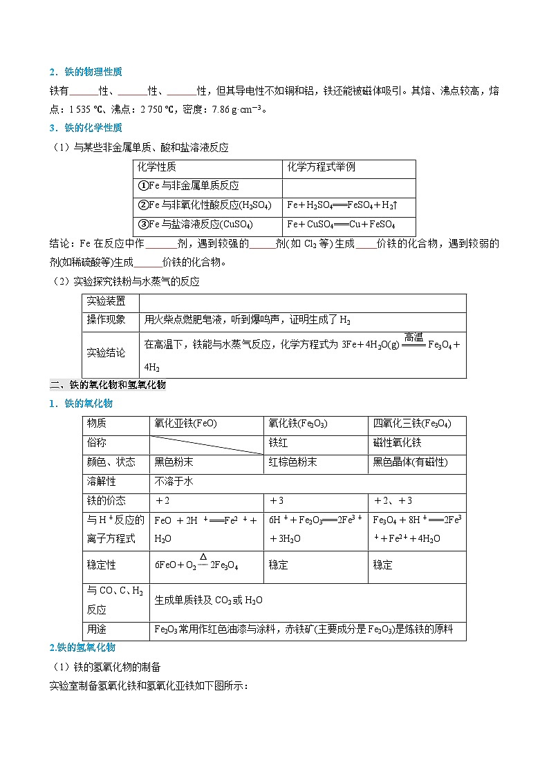 【寒假作业】（人教版2019）高中化学 高一寒假巩固提升训练 专题03 铁  金属材料-练习.zip02