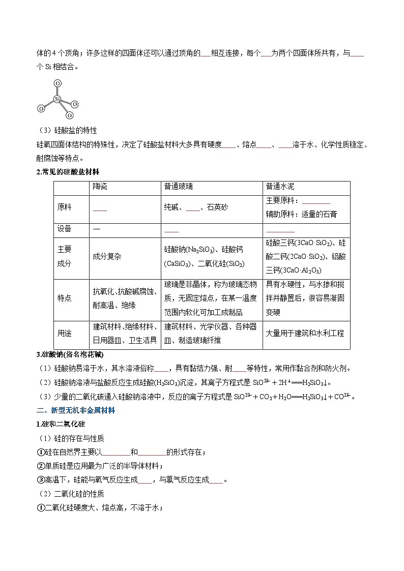 【寒假作业】（人教版2019）高中化学 高一寒假巩固提升训练 第03讲 无机非金属材料（原卷版）第2页