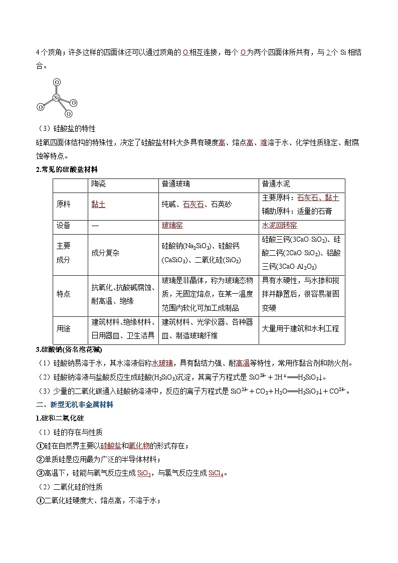 【寒假作业】（人教版2019）高中化学 高一寒假巩固提升训练 第03讲 无机非金属材料（解析版）第2页