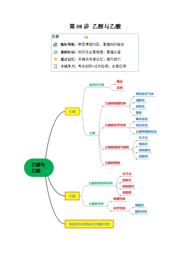 【寒假作业】（人教版2019）高中化学 高一寒假巩固提升训练 第08讲 乙醇与乙酸-练习.zip01