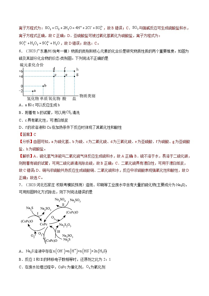 第13讲 硫及其化合物（练习）-备战2024年高考化学一轮复习精品课件+讲义+练习（新教材新高考）03