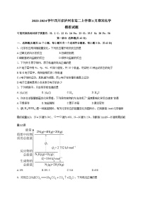 2023-2024学年四川省泸州市高二上册1月期末化学模拟试题（附答案）