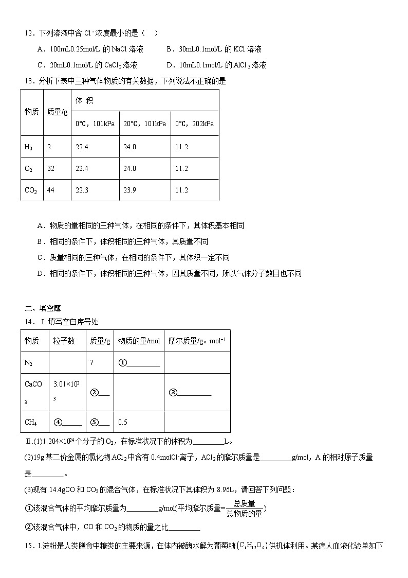 第二章《海水中的重要元素钠和氯》测试题2023--2024学年上学期高一化学人教版（2019）必修第一册03
