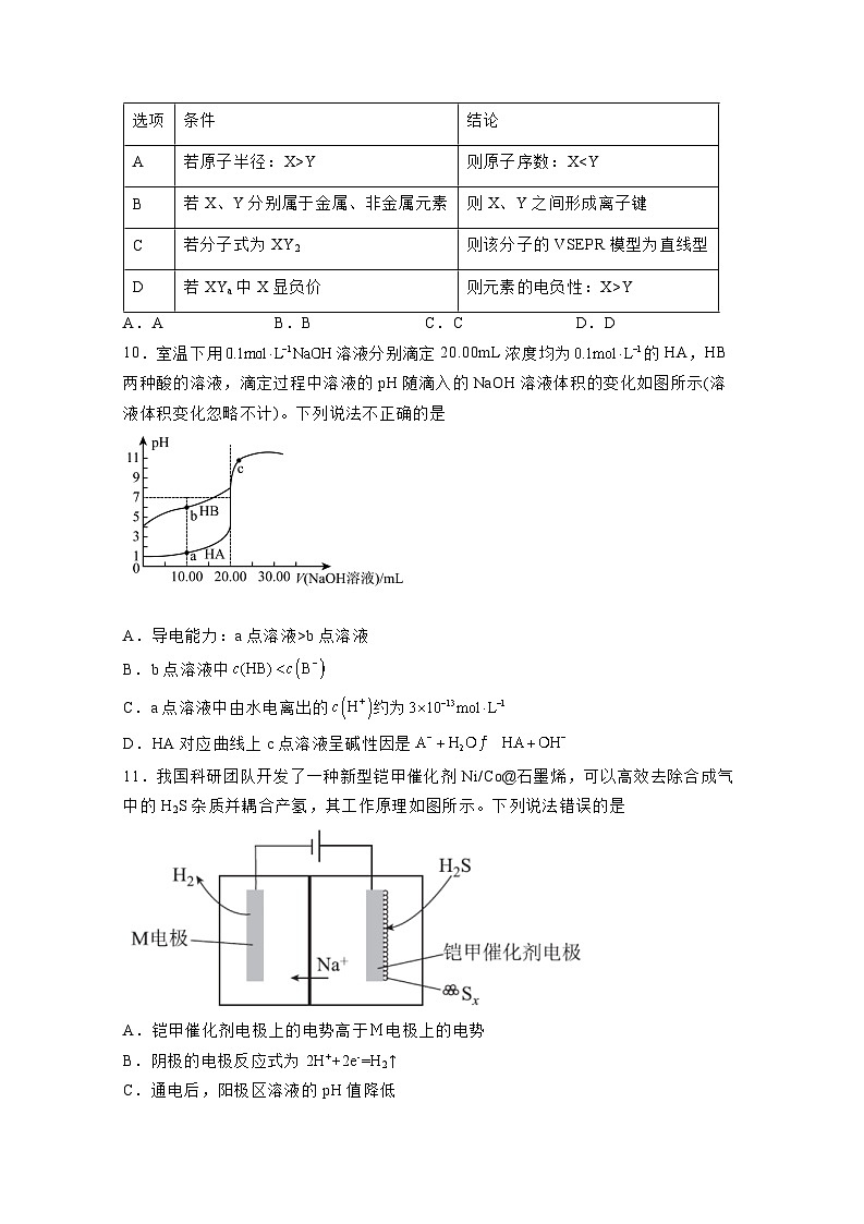 天津市市区2023-2024学年高三联考化学模拟试题（一模）（含答案）第3页