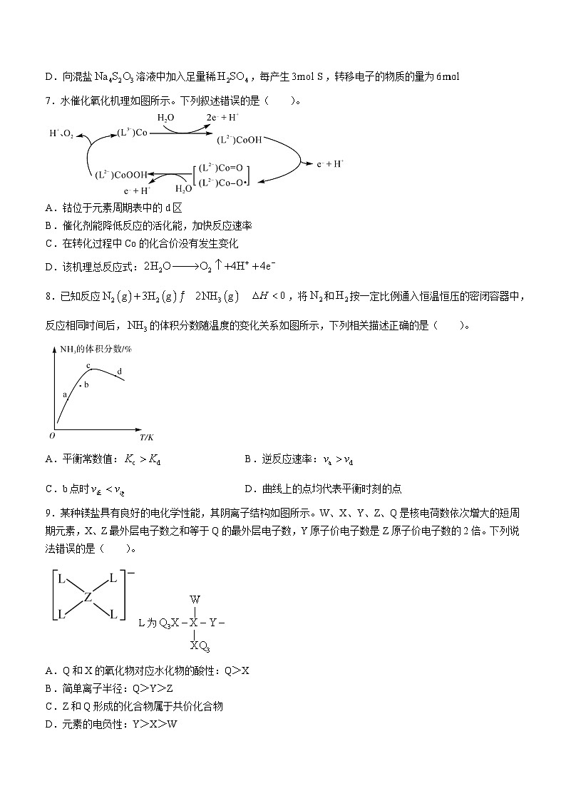 2024届湖南省邵阳市高三第一次联考化学试题第3页