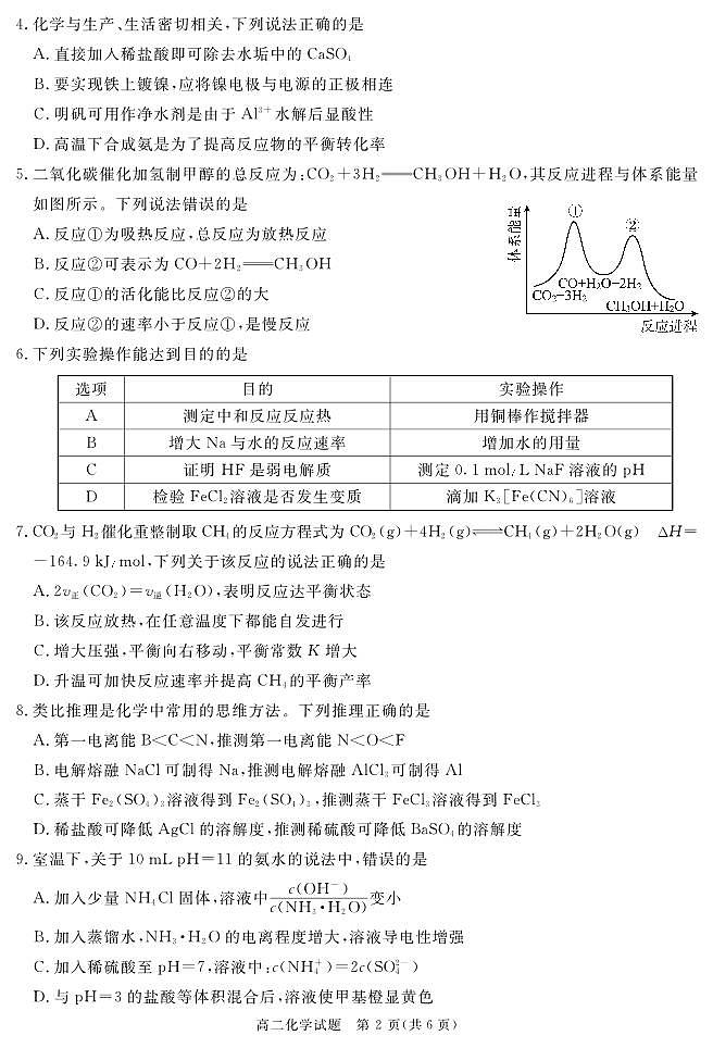 SN(地区)高二上期末化学第2页