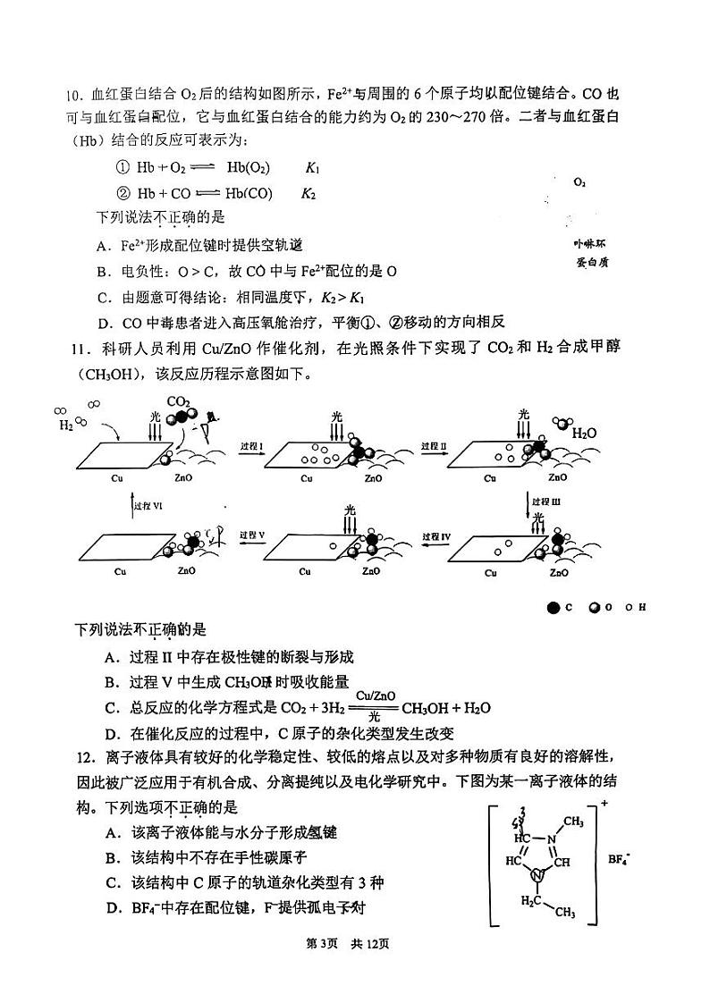 2023-2024学年北京首都师大附中高二上学期期末化学试题及答案第3页