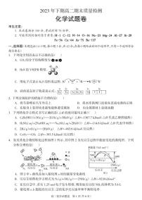 湖南省邵阳市新邵县2023-2024学年高二上学期期末质量检测化学试题（PDF版含答案）