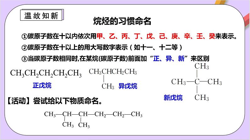 人教版高中化学选修三2.1.2 《烷烃的命名》 课件第2页