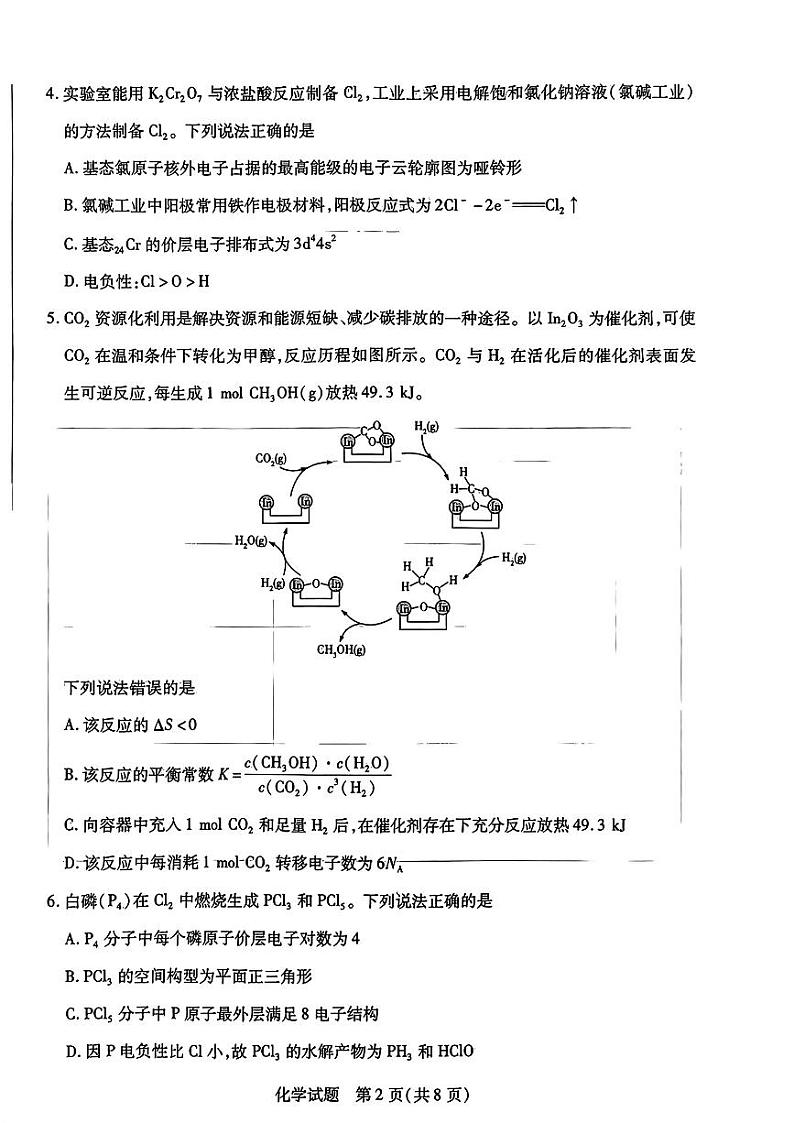 河南省濮阳市2023-2024学年高二上学期1月期末化学试题第2页