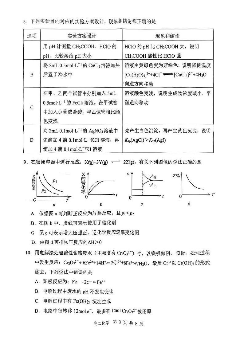 85，内蒙古自治区赤峰市红山区2023-2024学年高二上学期1月期末学情监测化学试题03