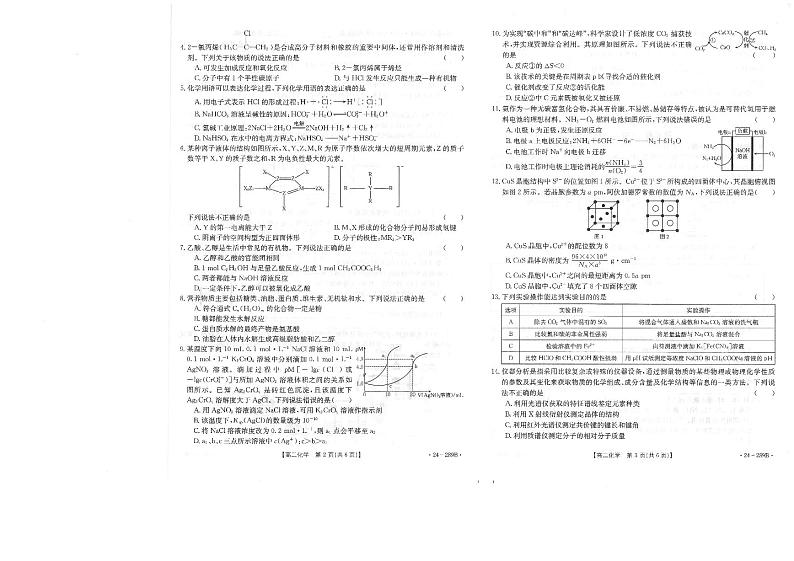 2024恩施州高中教育联盟高二上学期期末考试化学PDF版无答案第2页