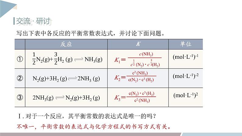 2.2 课时1 化学平衡常数  课件 高二化学鲁科版（2019）选择性必修107