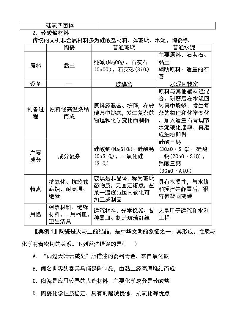 （人教版2019必修第二册）高一化学下学期 专题03 无机非金属材料（原卷版+解析）第2页