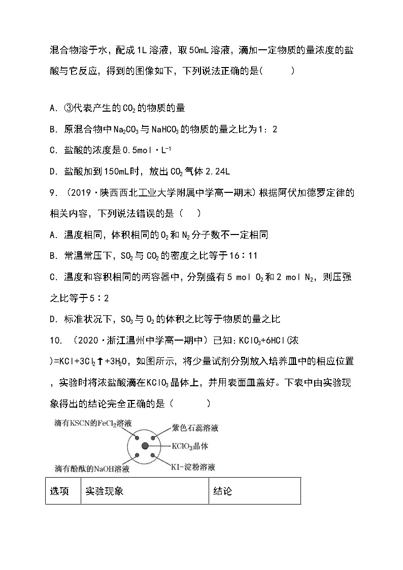 （人教版2019必修第一册）高一化学期末复习 第二章 单元复习检测（原卷版+解析）03
