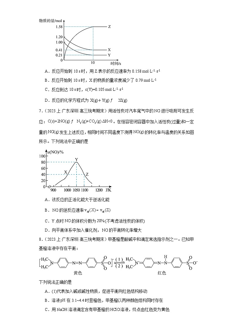 12化学反应速率与化学平衡（经典常考题）-广东省高三化学上学期期末专题复习（人教版2019新版）03