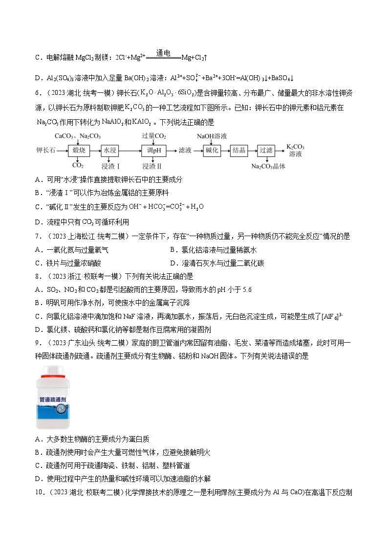 新高考化学复习讲义+练习 第09讲 镁、铝及其重要化合物（讲义+练习）（原卷版）02