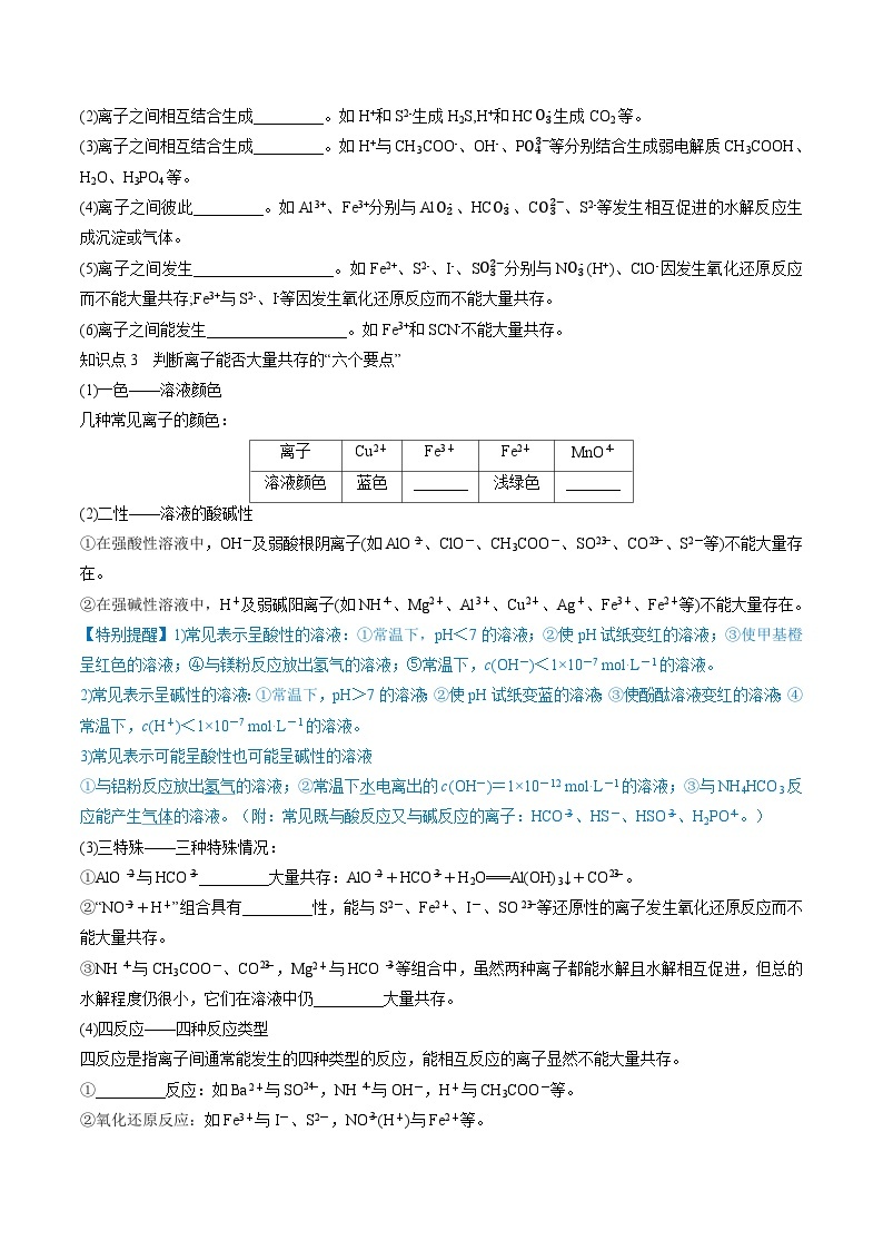 新高考化学复习讲义+练习 第06讲 离子共存、离子的检验与推断（讲义+练习）（原卷版+解析）03