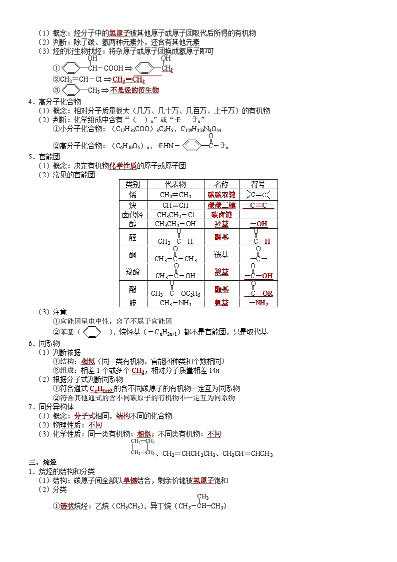 高三化学复习知识清单（通用版） 知识清单22  必修有机化学02