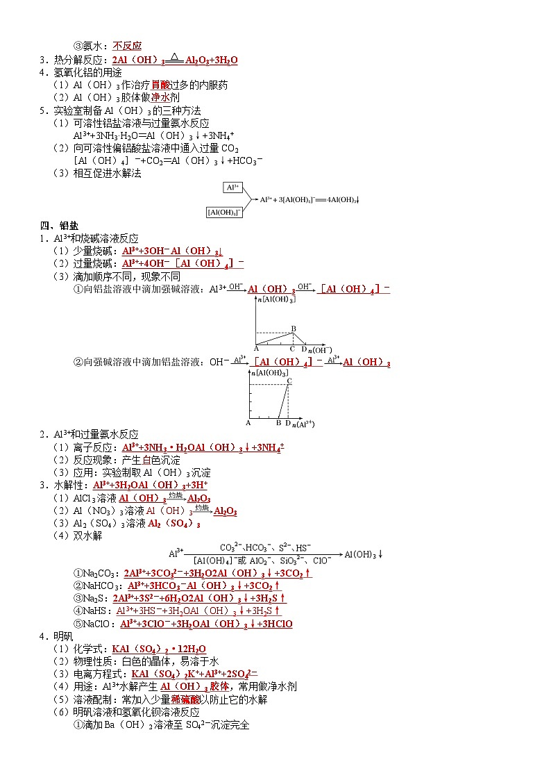 高三化学复习知识清单（通用版） 知识清单07  铝及其重要化合物第3页
