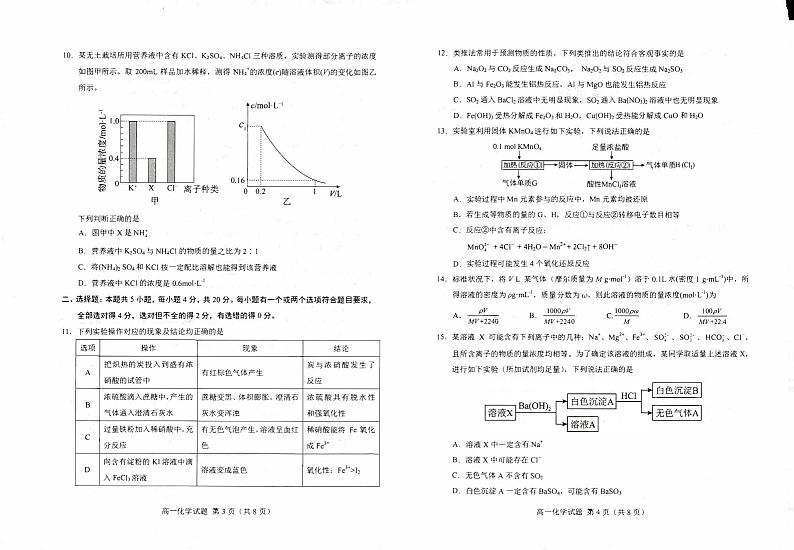 山东省菏泽市2023-2024学年高一上学期2月期末化学试题02
