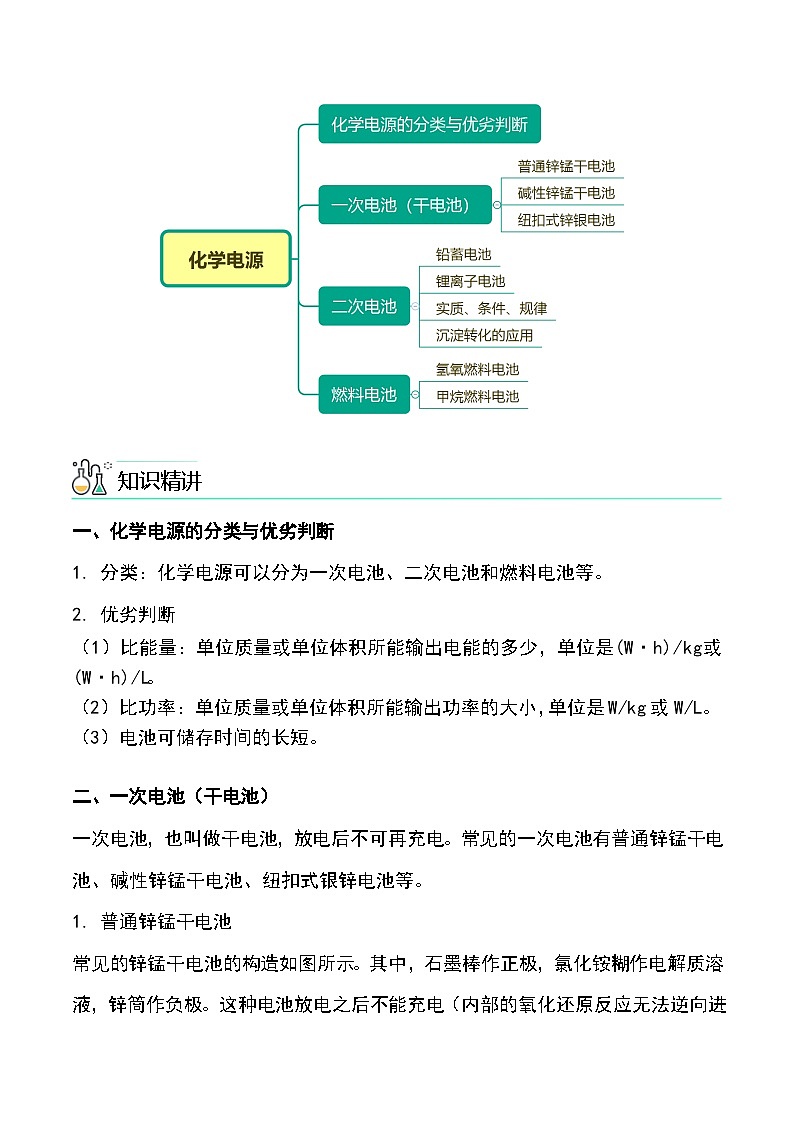 （人教A版选择性必修第一册）高二化学同步讲义 第25讲 化学电源（学生版+教师版）第2页
