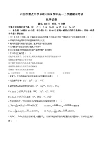 安徽省六安市重点中学2023-2024学年高一上学期期末考试化学试题（含答案）