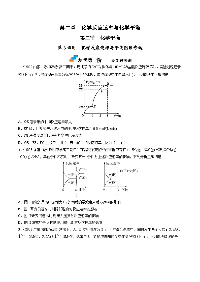 （人教版2019选择性必修1）高二化学上学期课后培优分级练 2.2.3 化学反应速率与平衡图像专题 （原卷版+解析）01