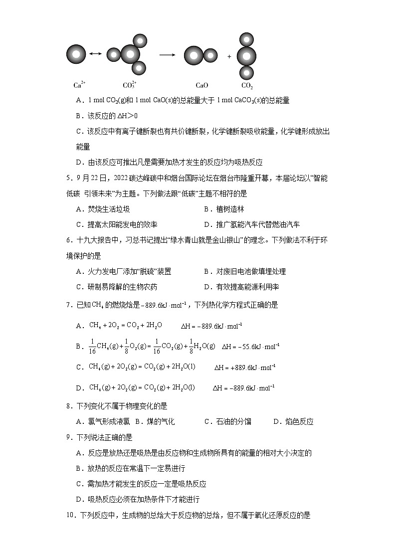 1.1.反应热  课后习题检测   高中化学人教版（2019）选择性必修102