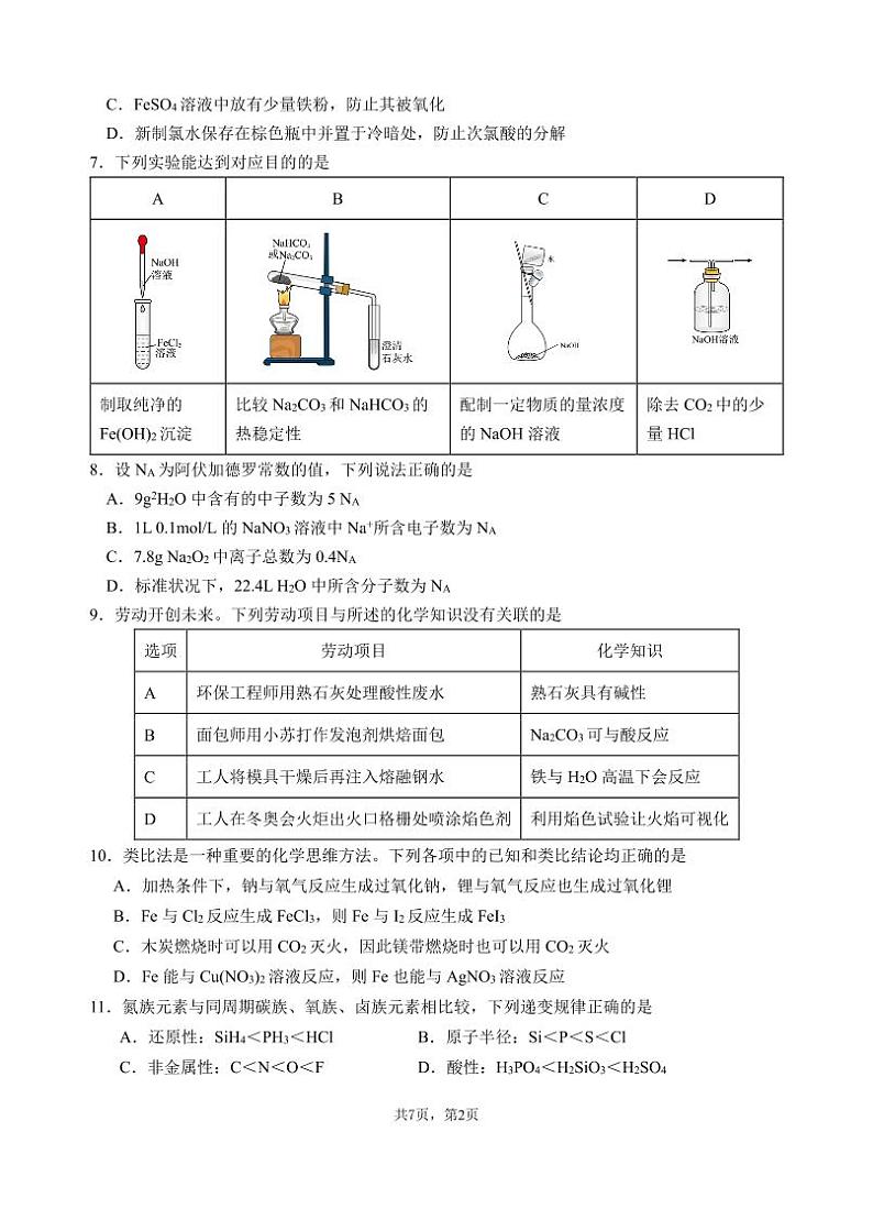 广东省汕头市金山中学2023-2024学年高一上学期期末考试化学试卷（PDF版附答案）02