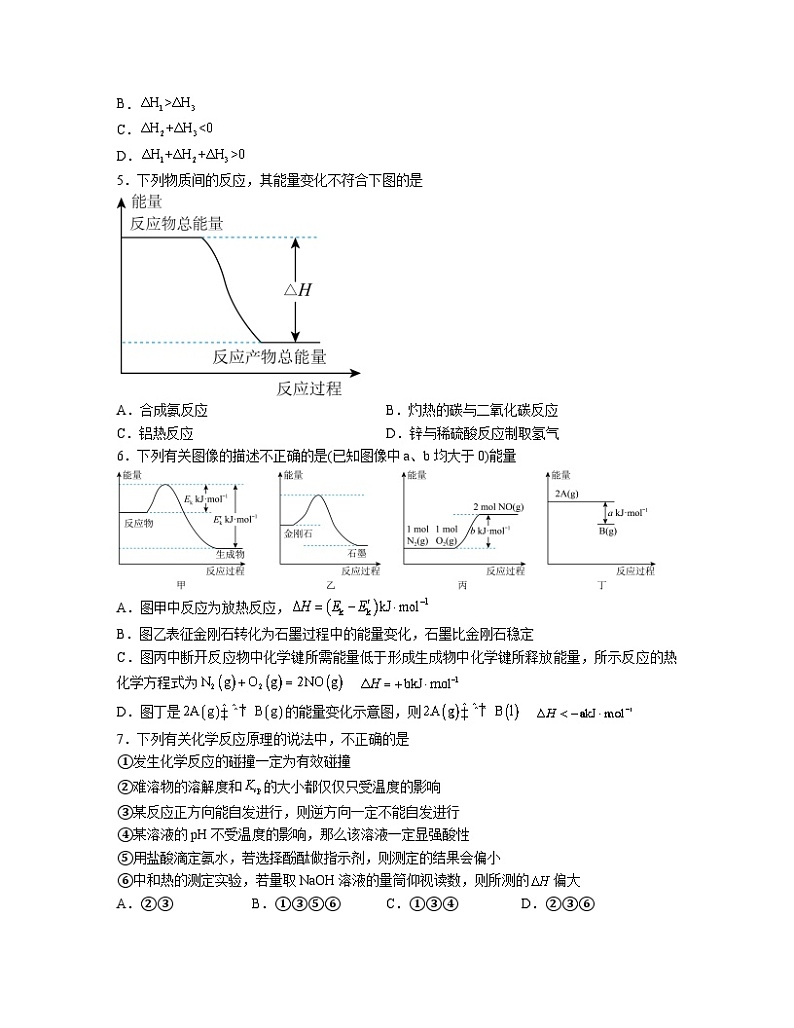 第一章 化学反应的热效应  测试题  高中化学人教版（2019）选择性必修102