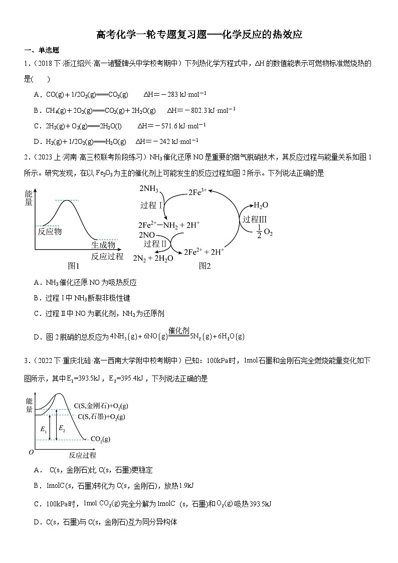 高考化学一轮专题  复习题 化学反应的热效应01
