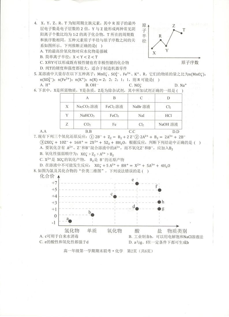 安徽省合肥市第一中学2023-2024学年高一上学期期末考试化学试卷（PDF版附解析）02