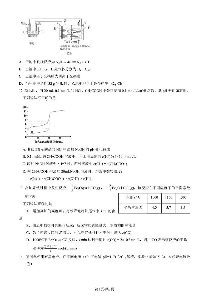 2023-2024学年北京通州区高二上学期期末化学试题及答案03