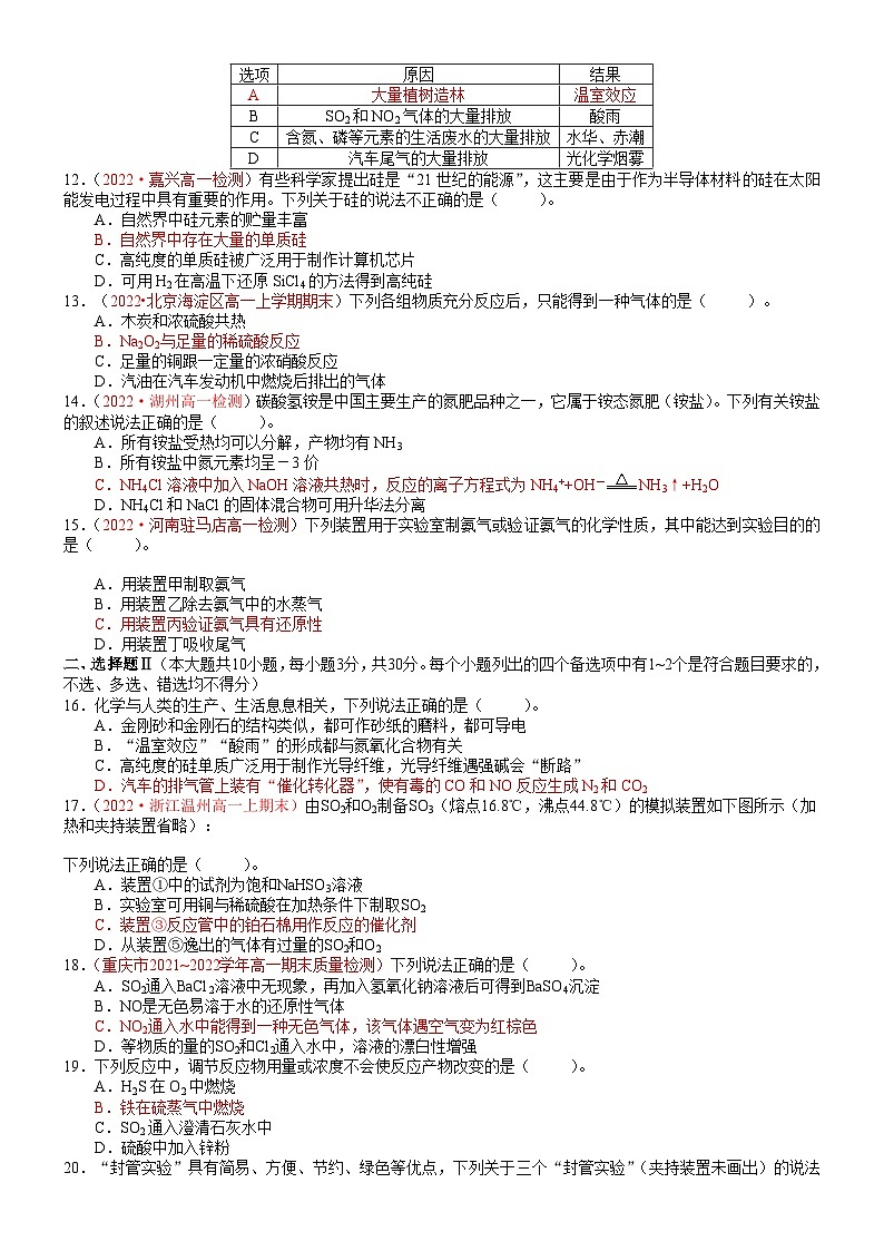 【人教版1019】高中化学 必修2 同步讲义第五章 单元测试题（学生版）第2页