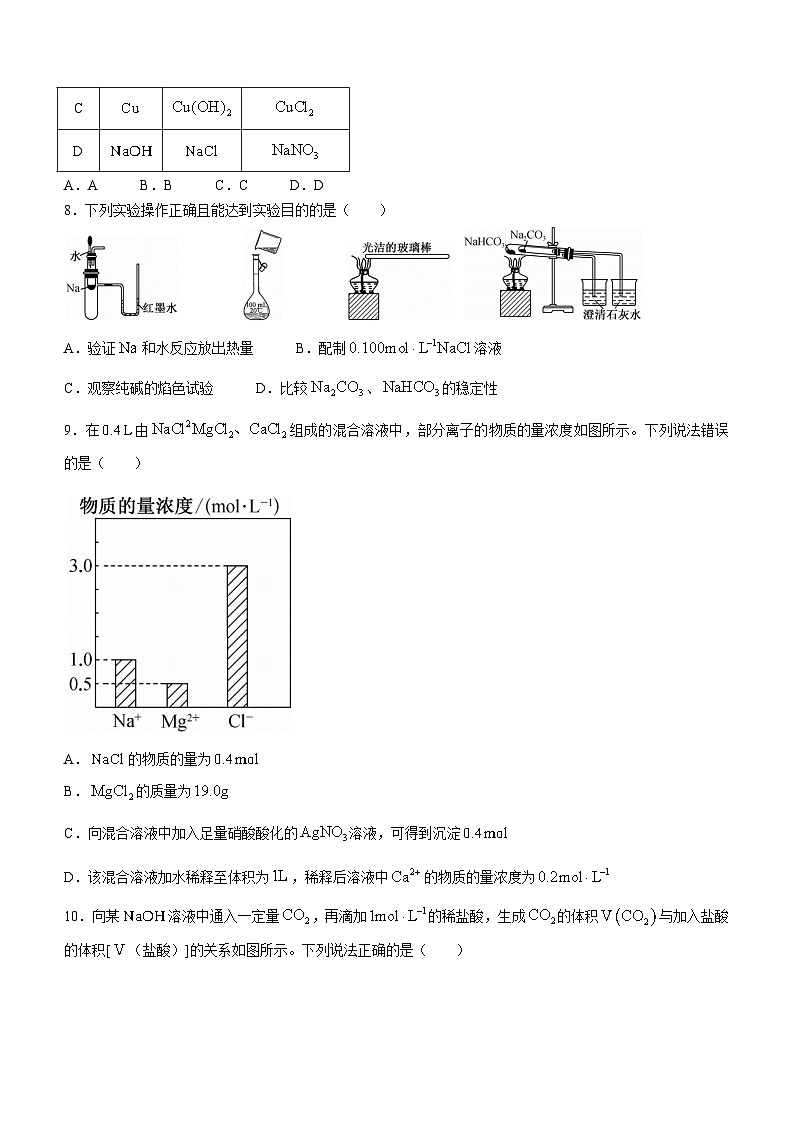 安徽省灵璧中学名校联考2023-2024学年高一上学期1月阶段性考试化学试题03