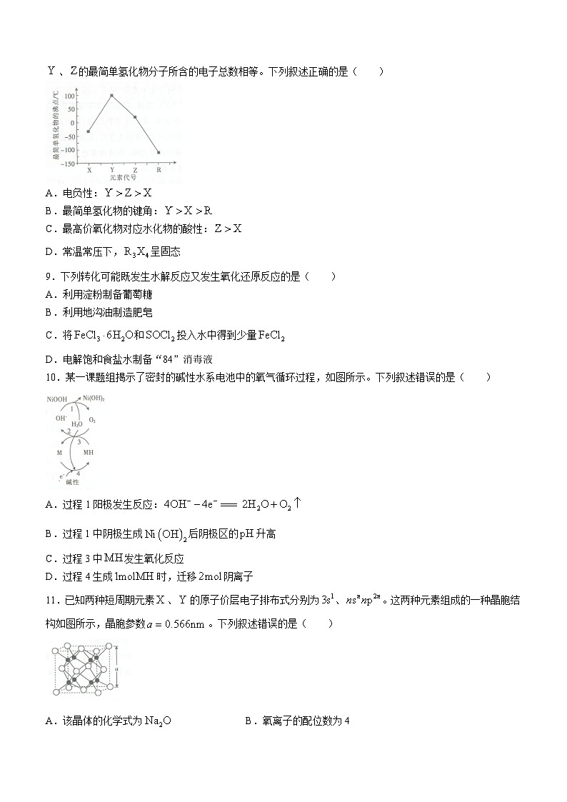 湖南省张家界市2023-2024学年高三上学期期末联考化学试题03