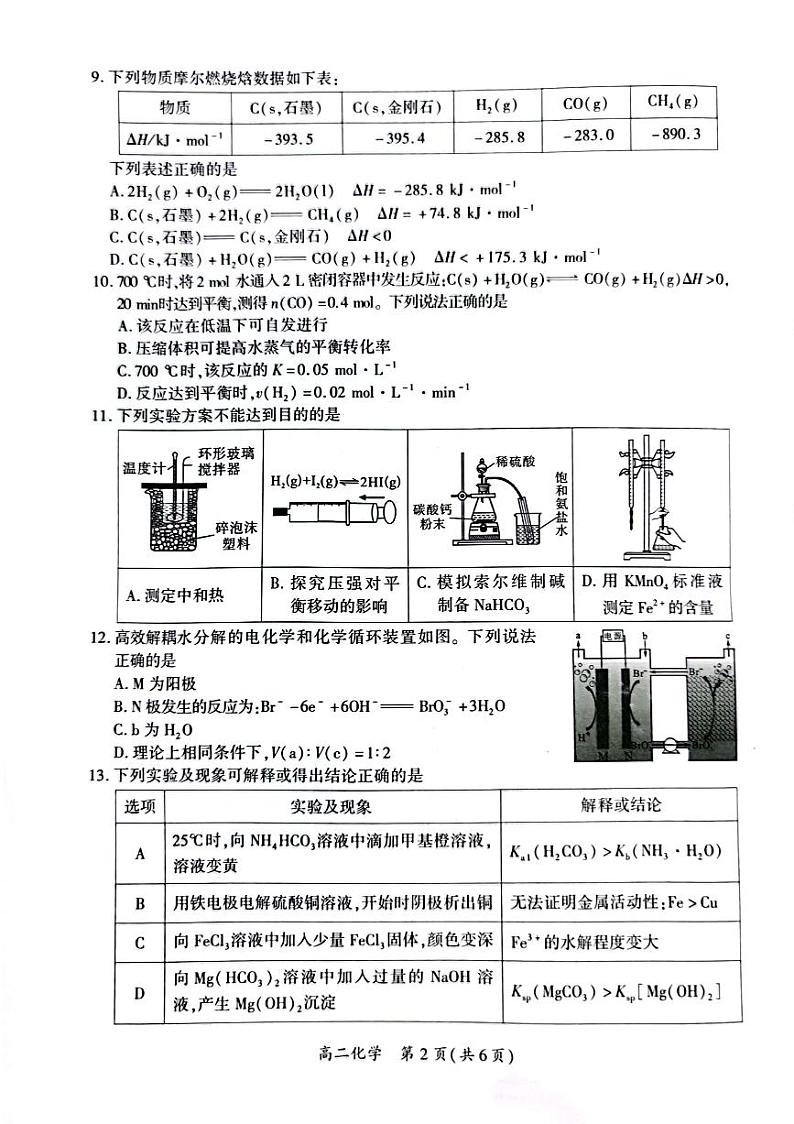 【化学试题】福建省厦门市2023-2024学年高二上学期1月期末第2页