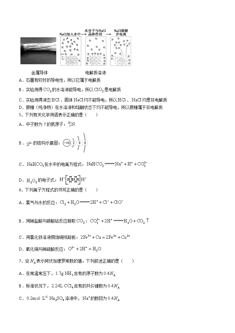 吉林省“BEST合作体”2023-2024学年高一上学期期末考试化学试题02