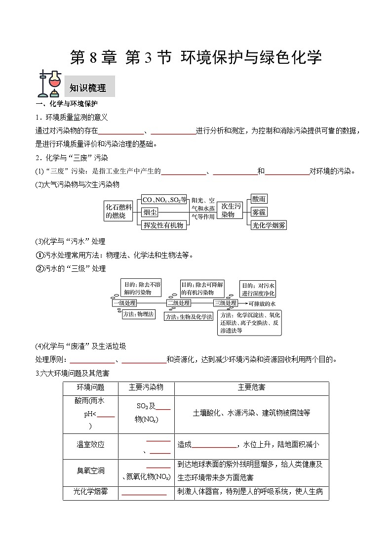 第8章 第3节 环境保护与绿色化学（原卷版）第1页