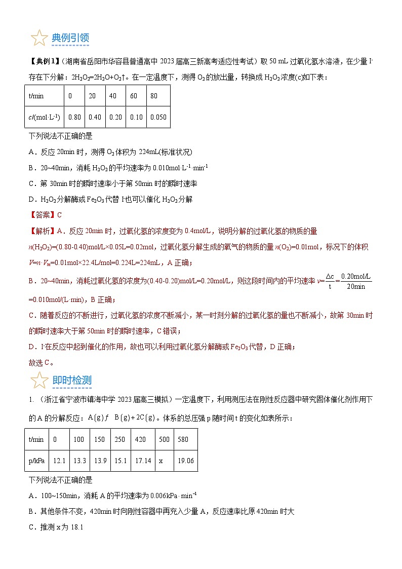 考点1  化学反应速率（核心考点精讲精练）-备战高考化学一轮复习（新高考专用）03